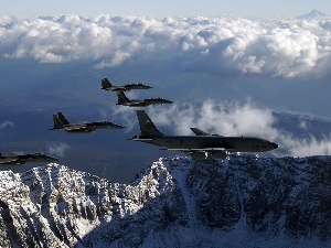 Sky, Mountains, jets