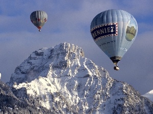 Snowy, Mountains, Balloons