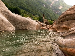 Mountains, rocks, River, The relief