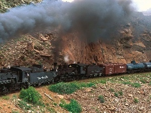 warehouse, Mountains, Train