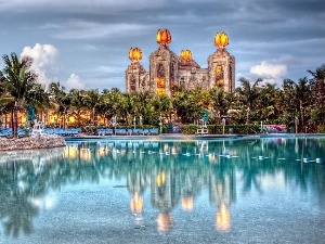 Nassau, Palms, Hotel hall, Bahamas, Pool