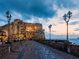 Neapol, Monument, Coast, bridge, Italy, lanterns