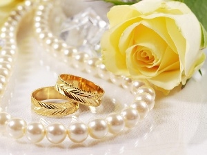 Necklace, rose, rings, Pearl, Yellow Honda