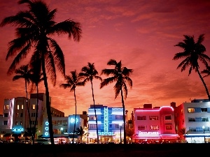 neon, Hotels, Floryda, Miami