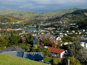 New Zeland, Whitby, panorama, town