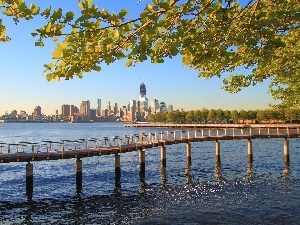 New York, bridge, River, Hudson