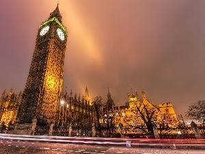 Night, England, Big Ben, London
