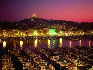 night, Marseille, Old car, port