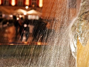 fountain, Night, water