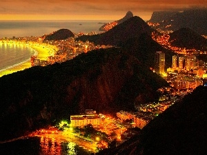 night, panorama, Rio de Janeiro, Brazil
