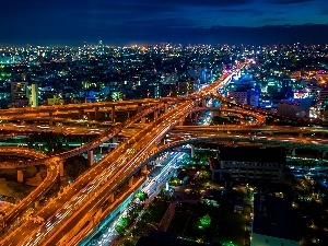 Night, Town, Osaka, Japan