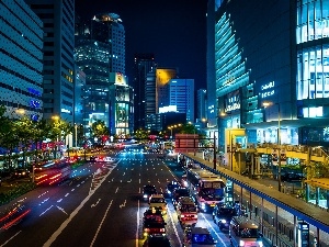 Night, Town, Osaka, Japan