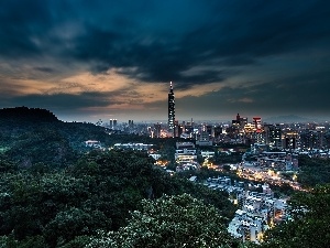 Night, Taipei, Town, China, panorama, Taiwan