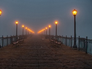 pier, Night, wood
