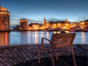 Night, Bench, port, fort