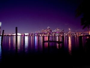 Night, Town, The United States, Miami