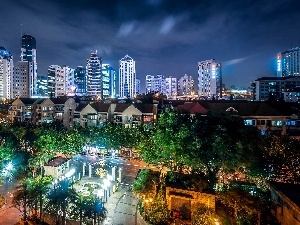 Night, Town, Szanghai, China