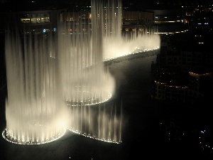 Town, Night, Fountains