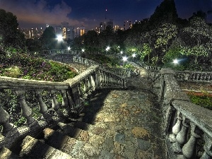 Town, Night, Stairs