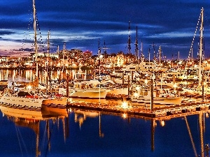 night, Yachts