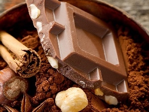 chocolate, nut, piece