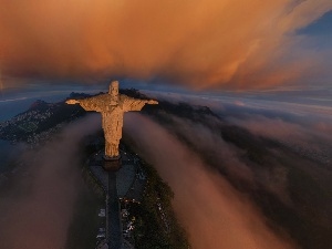 clouds, Statue of Christ the Redeemer, Brazil, Fog, Rio de Janeiro