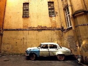 Automobile, Old car, Old, Wolga, tenement-house