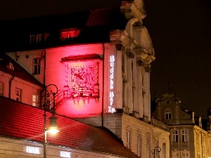 old town, Pozna?, Clock, Night, buildings