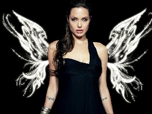 Openwork, wings, Angelina Jolie