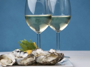 Wine, Oysters, glasses