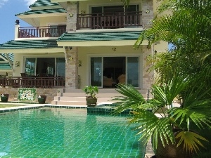Palms, pool, house, DBZ