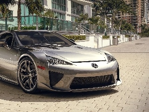 Palms, buildings, Lexus, LFA