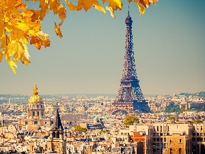 panorama, Paris, tower, autumn, Eiffla