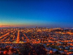 panorama, Night, San Francisco, Town