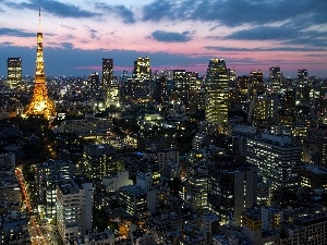 night, panorama, Paris