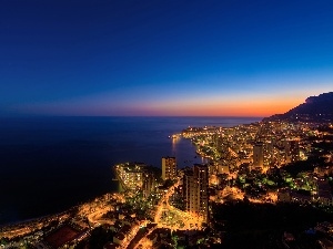 panorama, sun, sea, Monaco, The setting