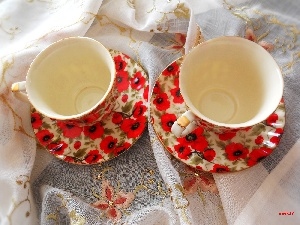 china, papavers, cups