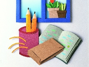 Papier Art, Pencils, Book, Envelopes