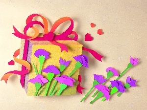 Papier Art, Present, Flowers, cloves
