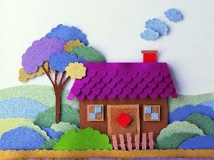 Papier Art, Bush, Home, trees