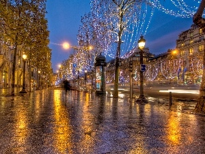 Paris, decor, Night, France, Christmas