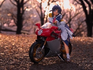 Park, doll, figure, Motorbike