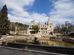 fountain, Park, palace