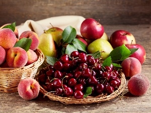 peaches, Cherries, Fruits, Apples