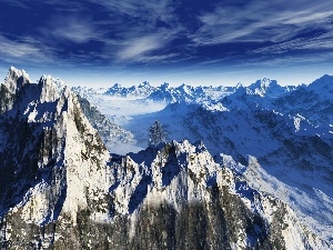 rocks, peaks, Mountains