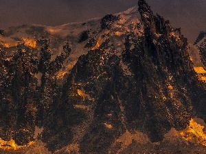 peaks, Snowy, Rocky, Mountains