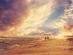 People, clouds, sea, Beaches