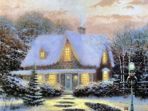Cottage, picture, winter