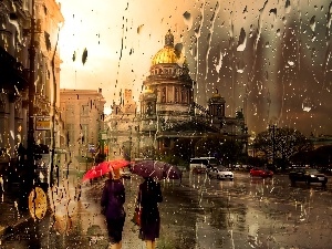 Picture of Town, buildings, Rain, Street