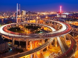 Szanghaj, Picture of Town, Nanpu Bridge, flyover